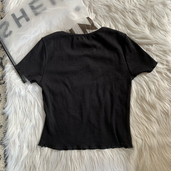 NWT Ribbed Black Tarot Print Baby Tee - Picture 2 of 3